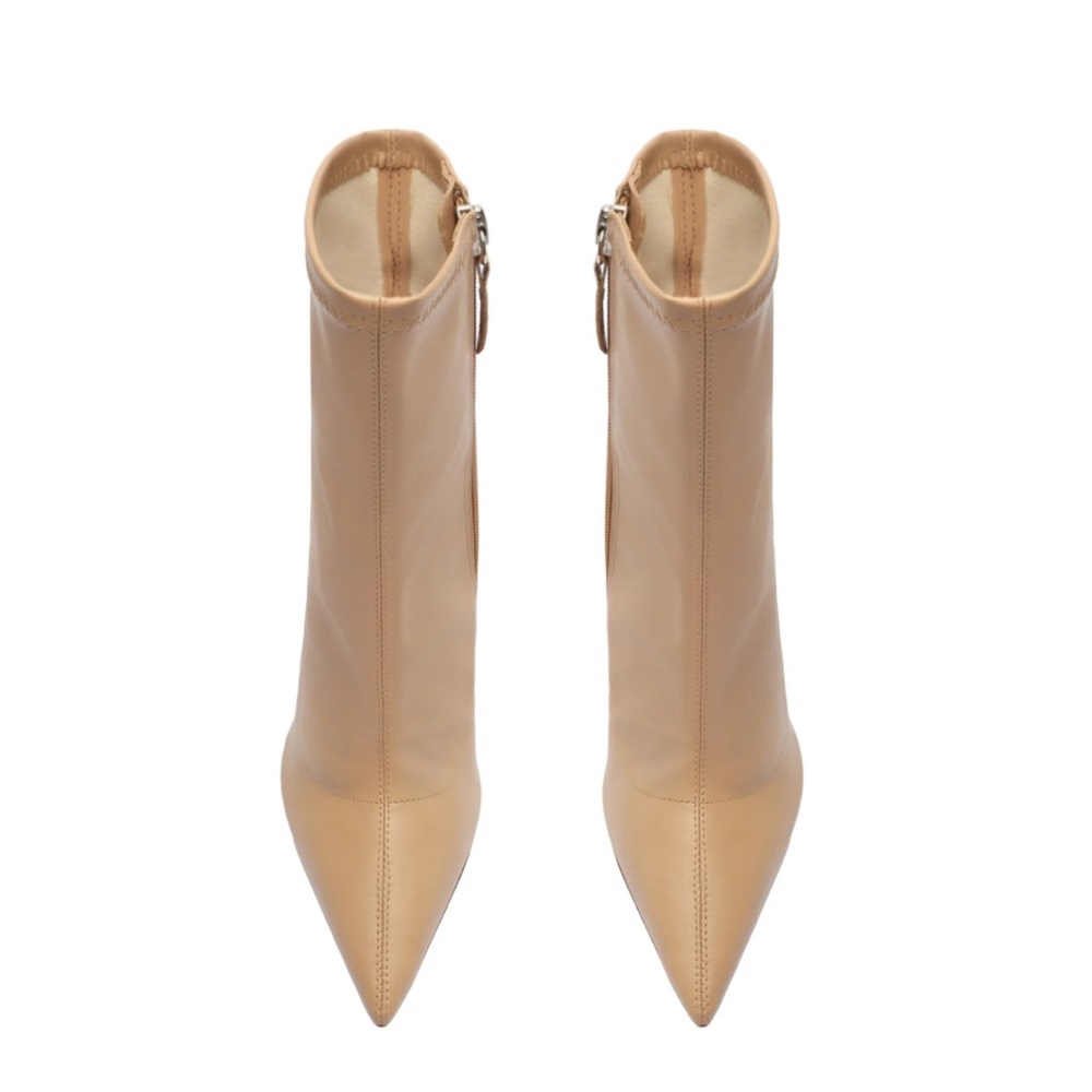 Elegant Beige Wedge Heel Ankle Boots - Picture 5 of 5